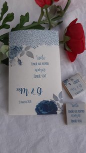  10 Sacchetti/bustine carta  confettata ,porta riso personalizzate fiori blu