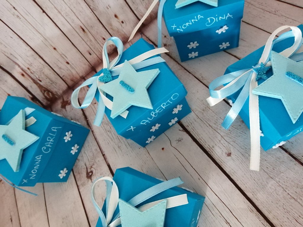 Scatolina post festa Idea regalo compleanno Frozen Azzurra Personalizzabile  Calamita stella