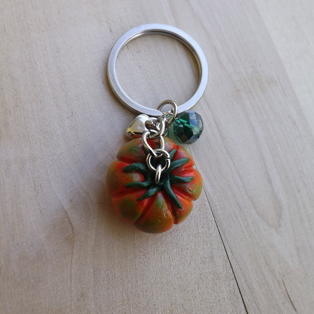Elegante ciondolo portachiavi a forma di pomodoro con belle immagini e foglia accento per donne alla moda regali da donna, Pomodori Corda Verde, As show
