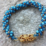 "Sea's Breath" bracciale a spirale russa turchese, blu e oro