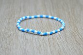 bracciale elastico perline uomo donna squadra calcio bianco azzurro