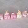 cake topper cubi con orsetti in scala di rosa 8 lettere 8 cubi personalizzabile 