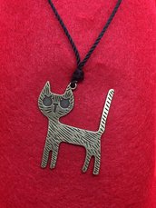 collana con gatto in bronzo