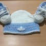 Cappellino e scarpette cotone   NEONATO  uncinetto tipo adidas