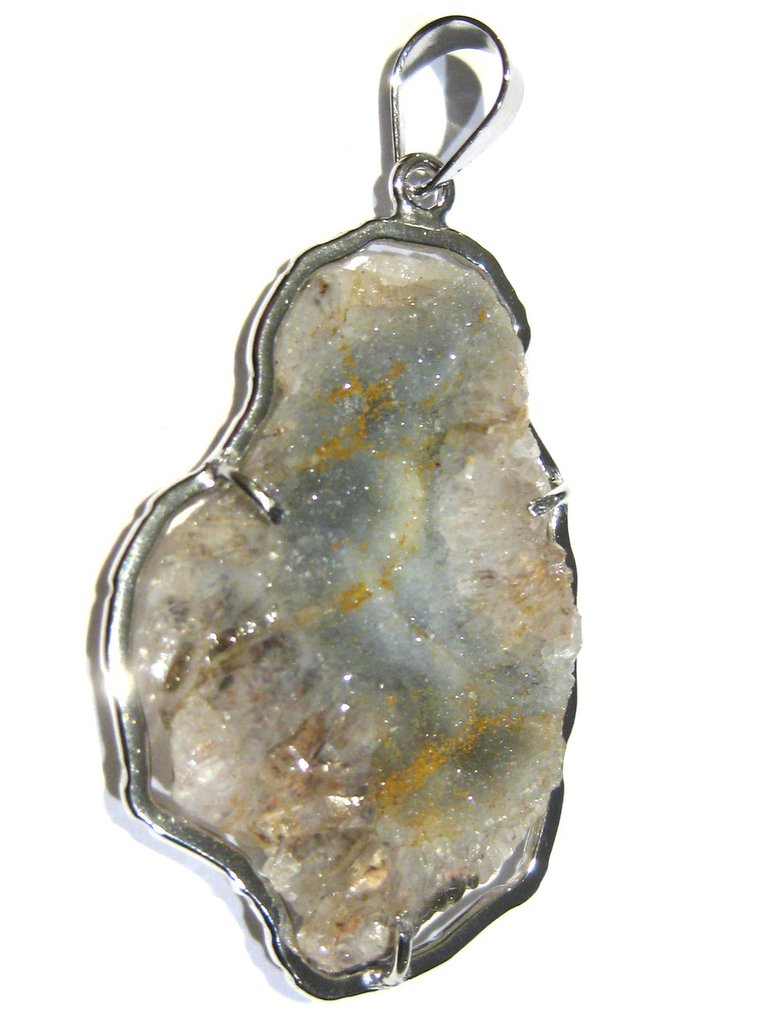 Ciondolo Druzy Argento Stile Vintage – Blu Reale Arcobaleno Titanio – WP10203