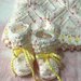 Copertina e scarpine neonata, bimba color bianca , fatta a mano