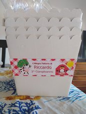 Contenitore cesta ciotola carta kraft porta caramelle,confetti o patatine tavolo festa compleanno personalizzato