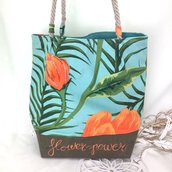 Tote bag Flower Power in washable paper e cotone