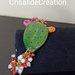 Bracciale con fico d'india in ceramica dipinta a mano, catena, corallini e perle fiume