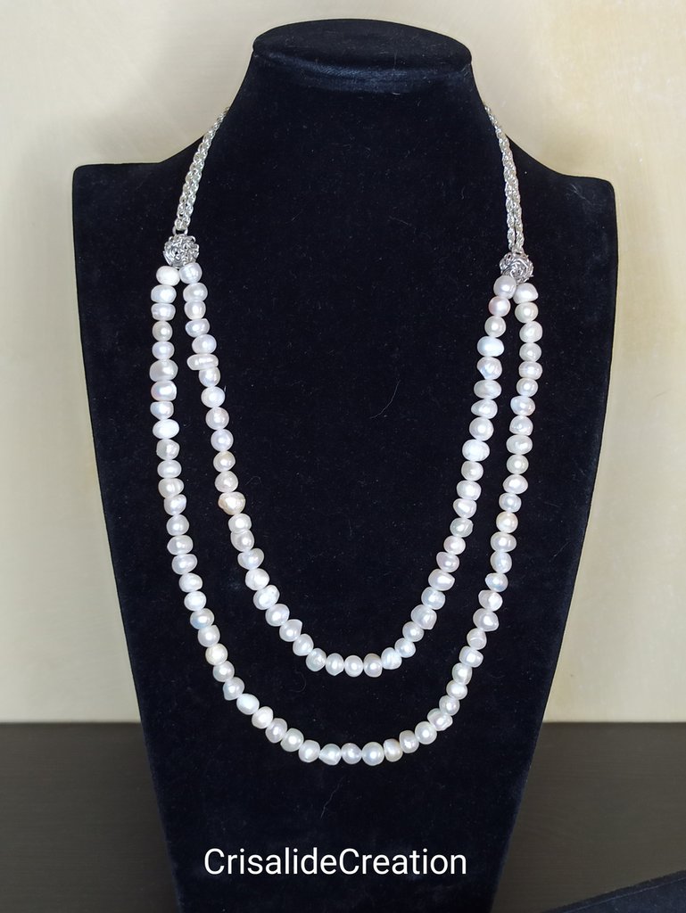 Set Gioielli Collana E Orecchini A Doppio Giro Con Perline Colorate E Ciondolo Ovale - Regalo Donna Moda