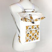 Zainetto - tote bag in washablepaper bianca e cotone fantasia