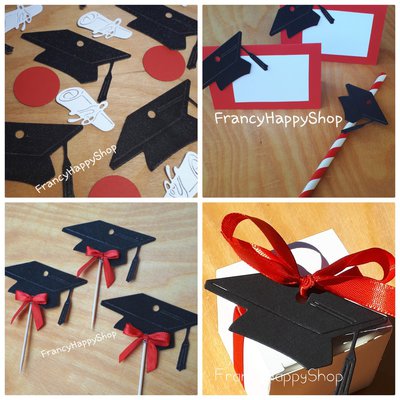 Coriandoli festa di laurea diploma decorazioni rosso e nero per la
