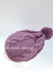 Cappello bambina in lana alpaca con intrecci