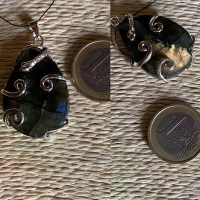 Ciondolo in Labradorite e Rame Rodiato Ciondolo in Labradorite e Rame Rodiato