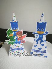 Pj masks pigiamini scatoline compleanno party festa confetti caramelle nome segnapsoto 