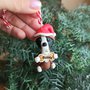 Decorazione natalizia personalizzata con cane boxer con il nome sull'osso, addobbi per albero di natale con cane boxer