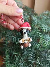 Decorazione natalizia personalizzata con cane boxer con il nome sull'osso, addobbi per albero di natale con cane boxer