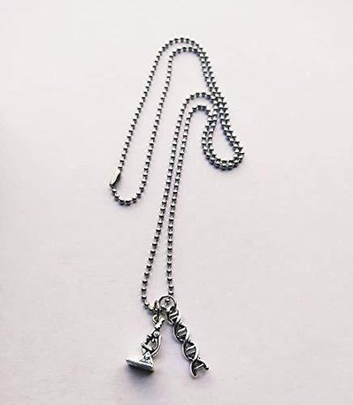 Collana Biologia Chimica con ciondoli Dna Microscopio Collana Biologia Chimica con ciondoli Dna Microscopio