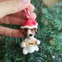 Decorazione natalizia personalizzata con cane jack russell terrier con il nome sull'osso, addobbi per albero di natale con cane jack russell
