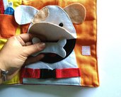 Quiet book animali, gioco sensoriale tattile per bambini piccoli 1 anno, libro tattile con cane elefante ippopotamo e marionette da dita