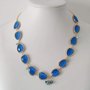 Collana con cristalli blu e pendente Swarovski, catena placcata oro, gioielli donna