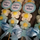 10 spiedini marshmallow caramelle compleanno sweet battesimo orsetto  azzurro