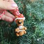 Decorazione natalizia personalizzata con cane yorkshire terrier con il nome sull'osso, addobbi per albero di natale con cane yorkshire