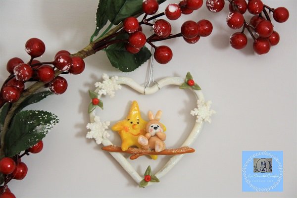 Cuore Decorativo Con Stella E Coniglio In Porcellana Fredda Fest cuore-decorativo-con-stella-e-coniglio-in-porcellana-fredda-fest