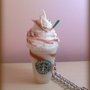 Collana con frullato starbucks variegato al cioccolato realizzato a mano in fimo cernit...