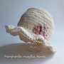Cappello/cappellino bianco panna neonata/bambina - fiori rosa antico - Battesimo