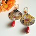 Klimt orecchini di carta pendenti con ciondolo a ventaglio e perla rossa a goccia