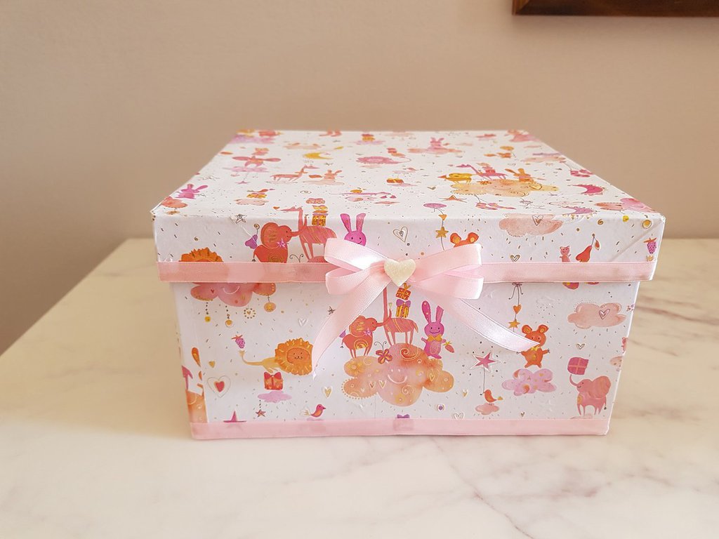 Scatola porta regalo con fiocco rosa - Bambini - Nascita - di Picco