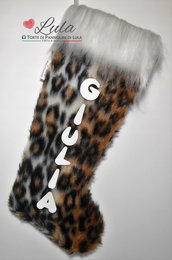 Calza della Befana ANIMALIER Leopardo - Natale - Epifania