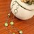 Collana handmade argentata con perle verdi