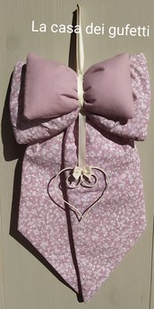 Fiocco nascita in stoffa "Romantic Bow" per bambina