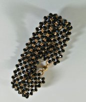 Bracciale nero con cristalli e perline  