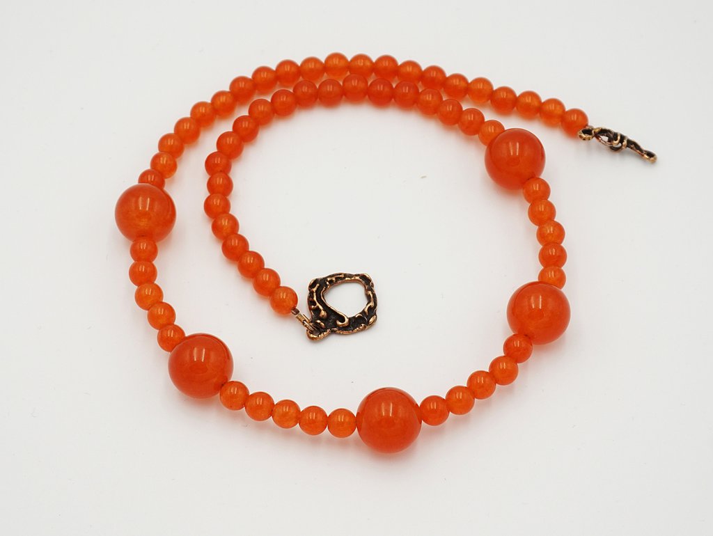 Collana Lunga Fatta A Mano Pietra Resina Arancione - Catenina Donna