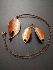 Callana e orecchini foglie di rame