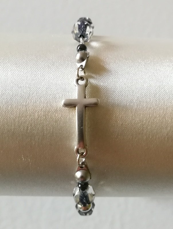 OIDEA Bracciale Uomo Con Croce Bizantina In Acciaio Inossidabile - Vintage, Regalo Religioso Per Cattolici, Prima Comunione, Battesimo