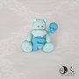 Cake topper ippopotamo celeste animaletti lettere personalizzabile bimbo