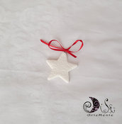 decorazioni albero di natale stelle bianche con fiocco rosso baraocco 