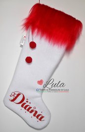 Calza della Befana Rossa personalizzata con nome Natalizio! - Natale - Epifania