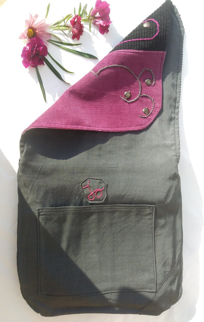 Borsa In Velluto A Coste Grande Per Donna - Tracolla Hobo In Tessuto Zebra Con Tasche Interne, Ecopelle E Vintage - 5
