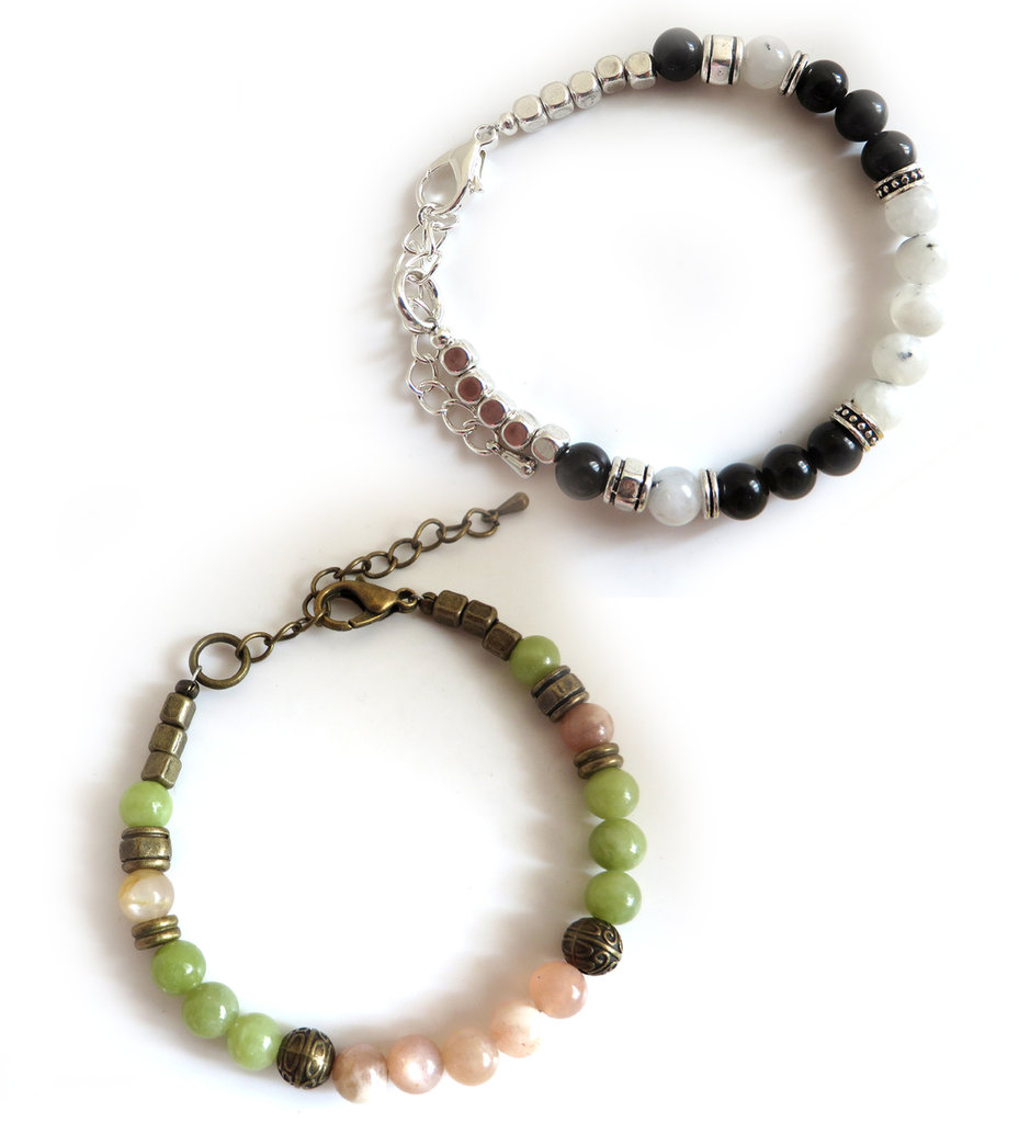 Bracciale Boh&eacute;mien Donna Con Pietre Naturali - Acciaio Inossidabile, Regolabile - Regalo Compleanno O Natale