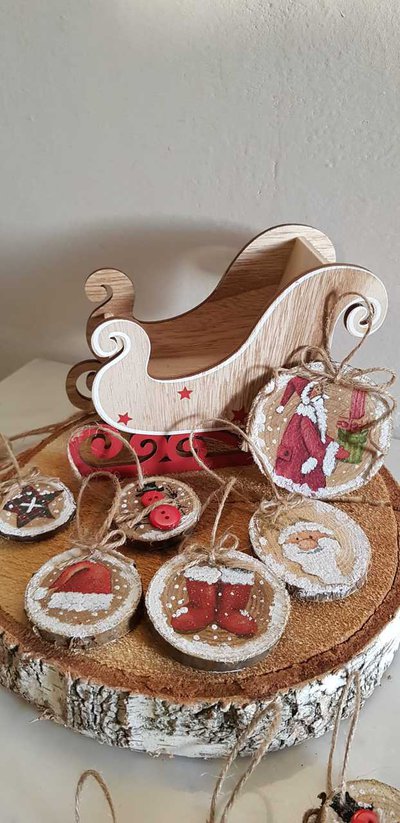 Dischi di legno decorati - Feste - Natale - di Piccole Idee Creativ