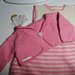 Abitino in lana smanicato 3-6 mesi con scaldacuore rosa