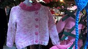 Giacchino in lana bimba 2-3 anni rosa e fucsia