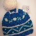 Berretto snow in lana donna/ragazzo blu e turchese con PON pon