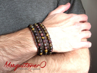 Unique Gems Bracciale In Pietre Naturali – Labradorite E Occhio Di Tigre – Perle Da 8 Mm – Elastico Regolabile Da 16 A 19 Cm – Confezione Velluto - 4