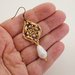 orecchini  oro pendenti tessitura di perline di vetro con goccia bianca cristallo cinese